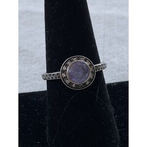 Vintage Silpada Azure Allure 925 Sterling Silver Ring Purple CZ Size 8